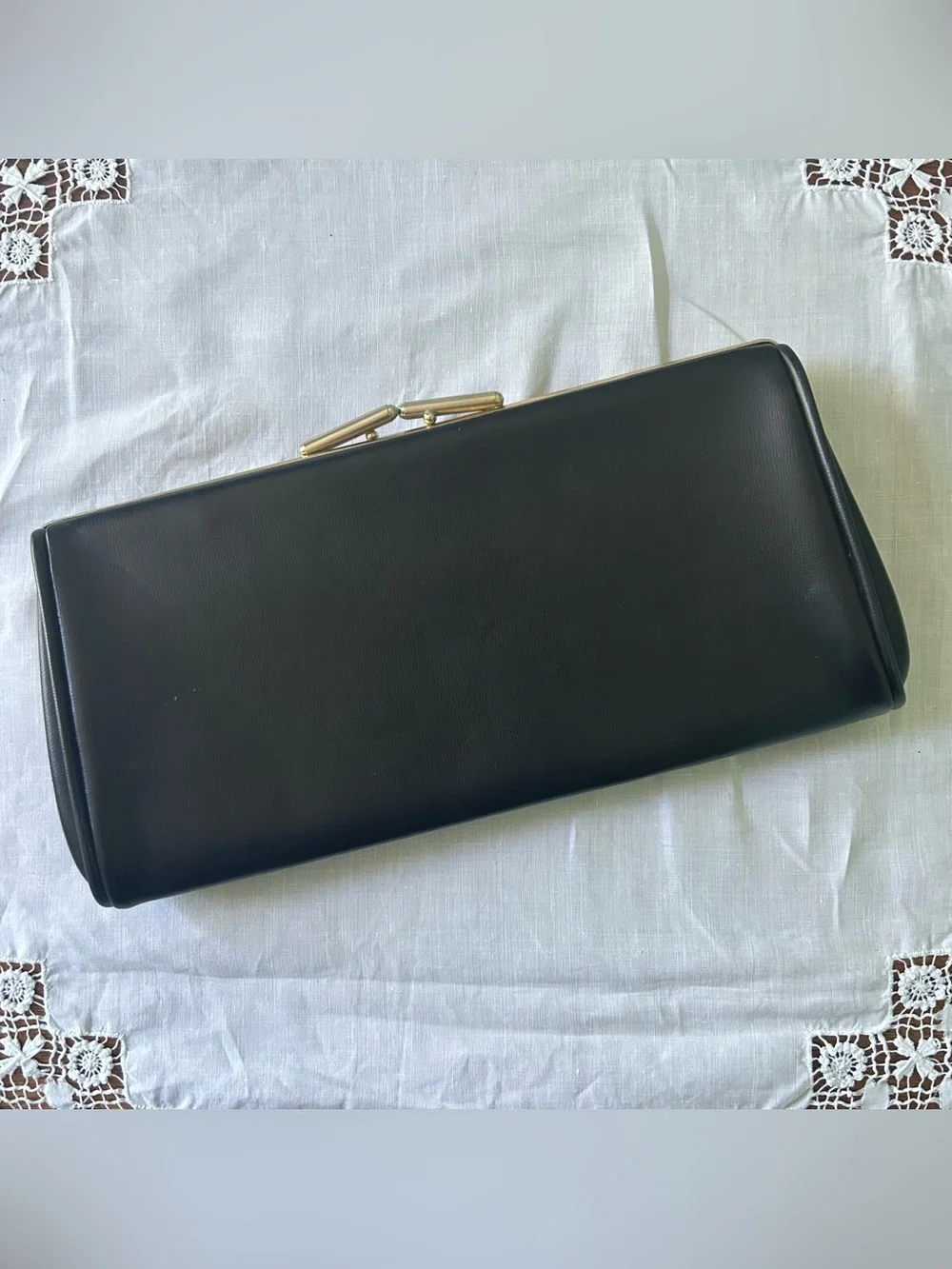 Classic Black Clutch with Gold Frame